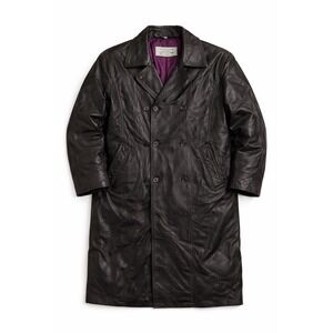 Pelle Studio Mens Black Leather Trench Coat 4XL Thinsulate Insulated